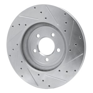 Jaguar XF Brake Rotor (1) - Front Left - R1 Concepts - Drilled & Slotted - Silver - `06-`10